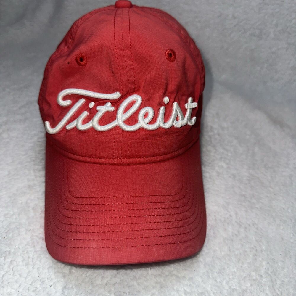 Titleist Hat Cap Strap Back Red Golf Embroidered A Flex Preppy Casual Essential